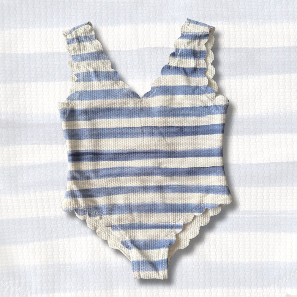 Marysia Swim Textured White and Blue Swimsuit